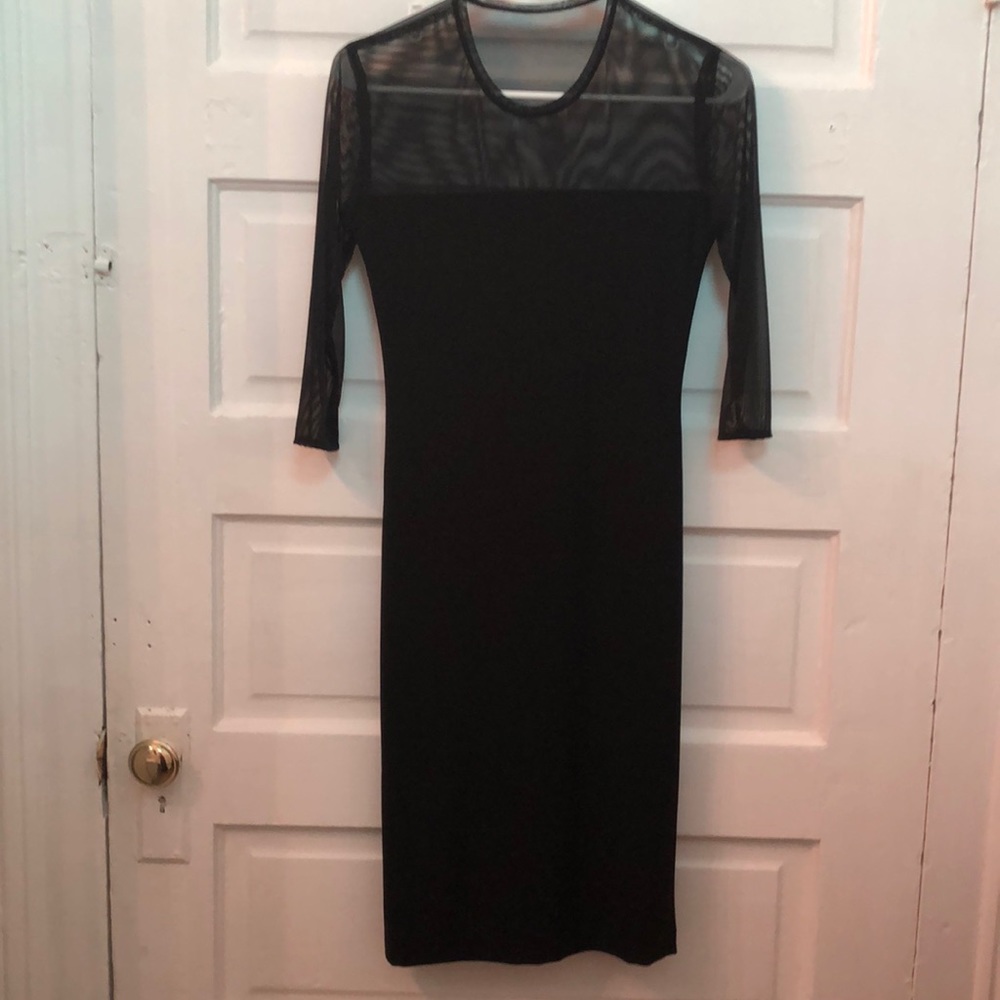 Kamali Kulture dress. Mesh top, 3/4 length sleeve